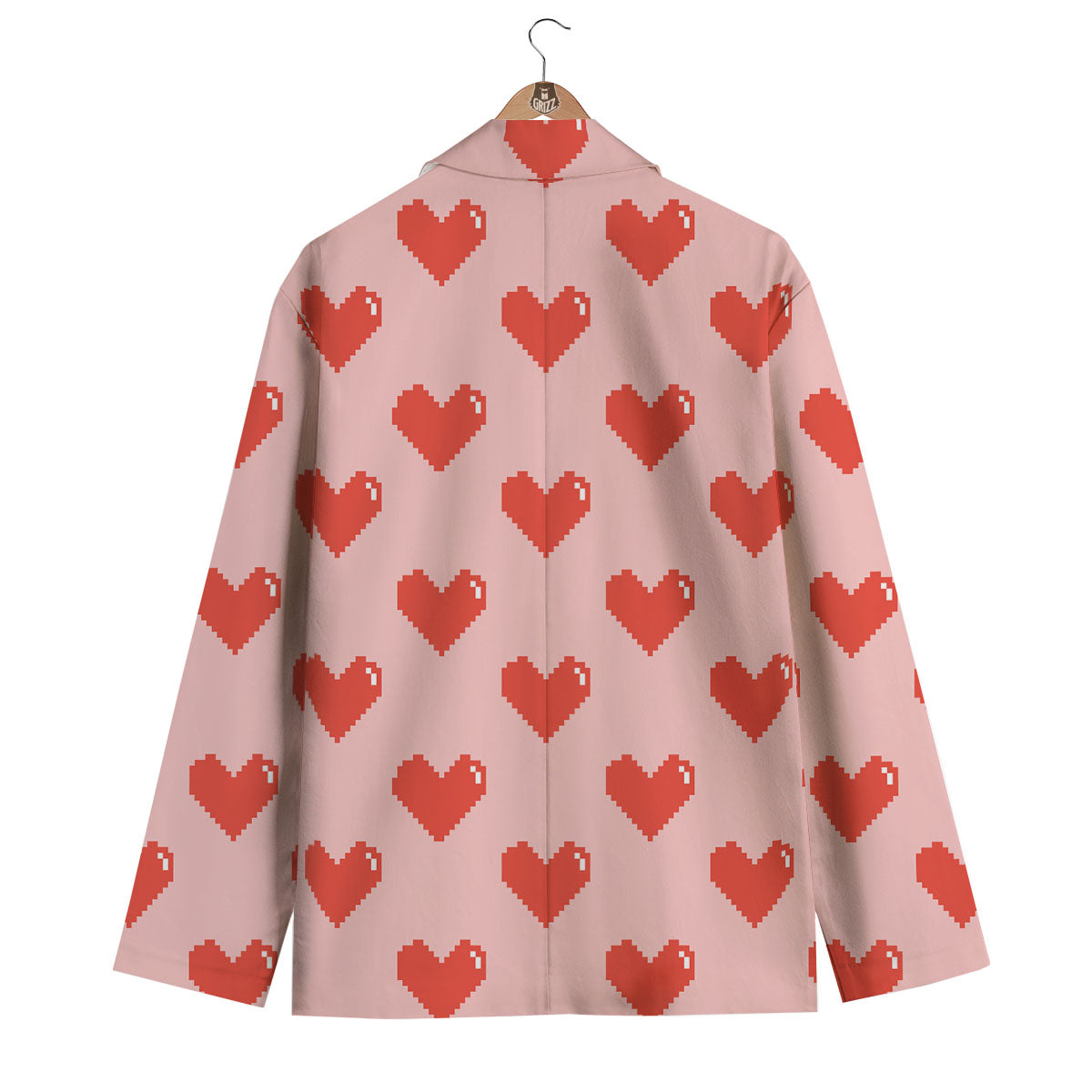 Heart Pixel Print Pattern Men's Blazer-grizzshop