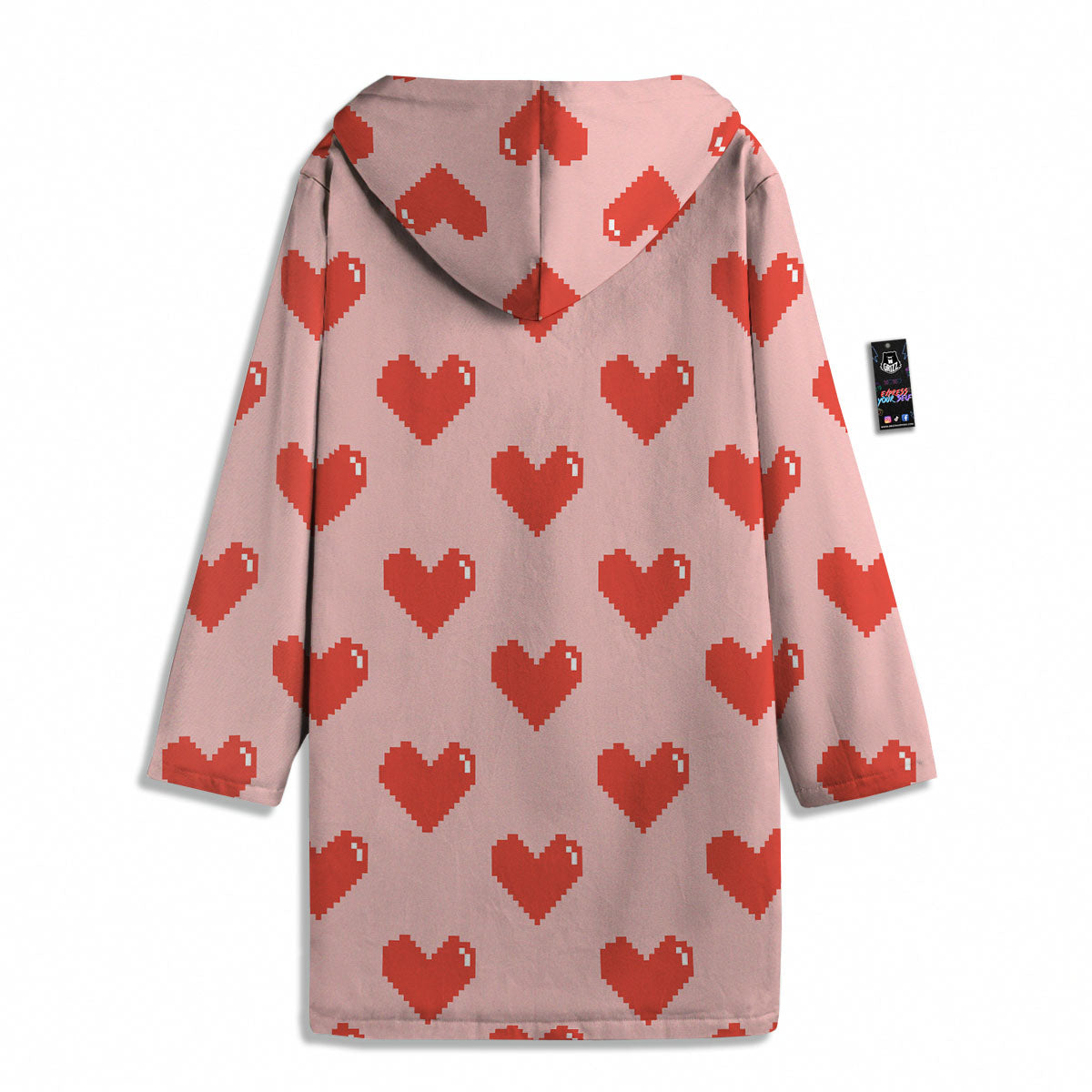 Heart Pixel Print Pattern Men's Windbreaker Jacket-grizzshop