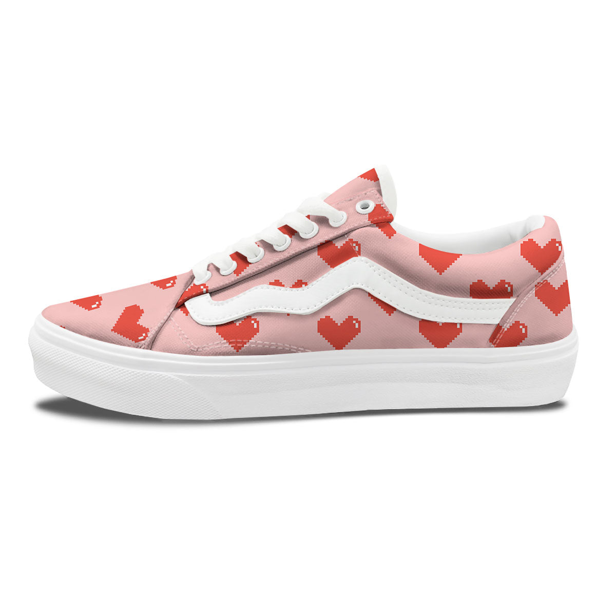 Heart Pixel Print Pattern Skate Shoes-grizzshop