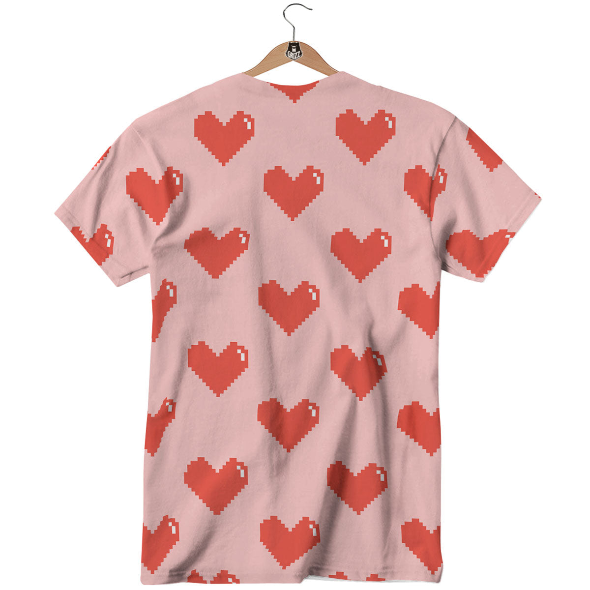 Heart Pixel Print Pattern T-Shirt-grizzshop