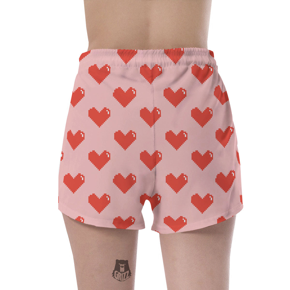 Heart Pixel Print Pattern Women's Shorts-grizzshop