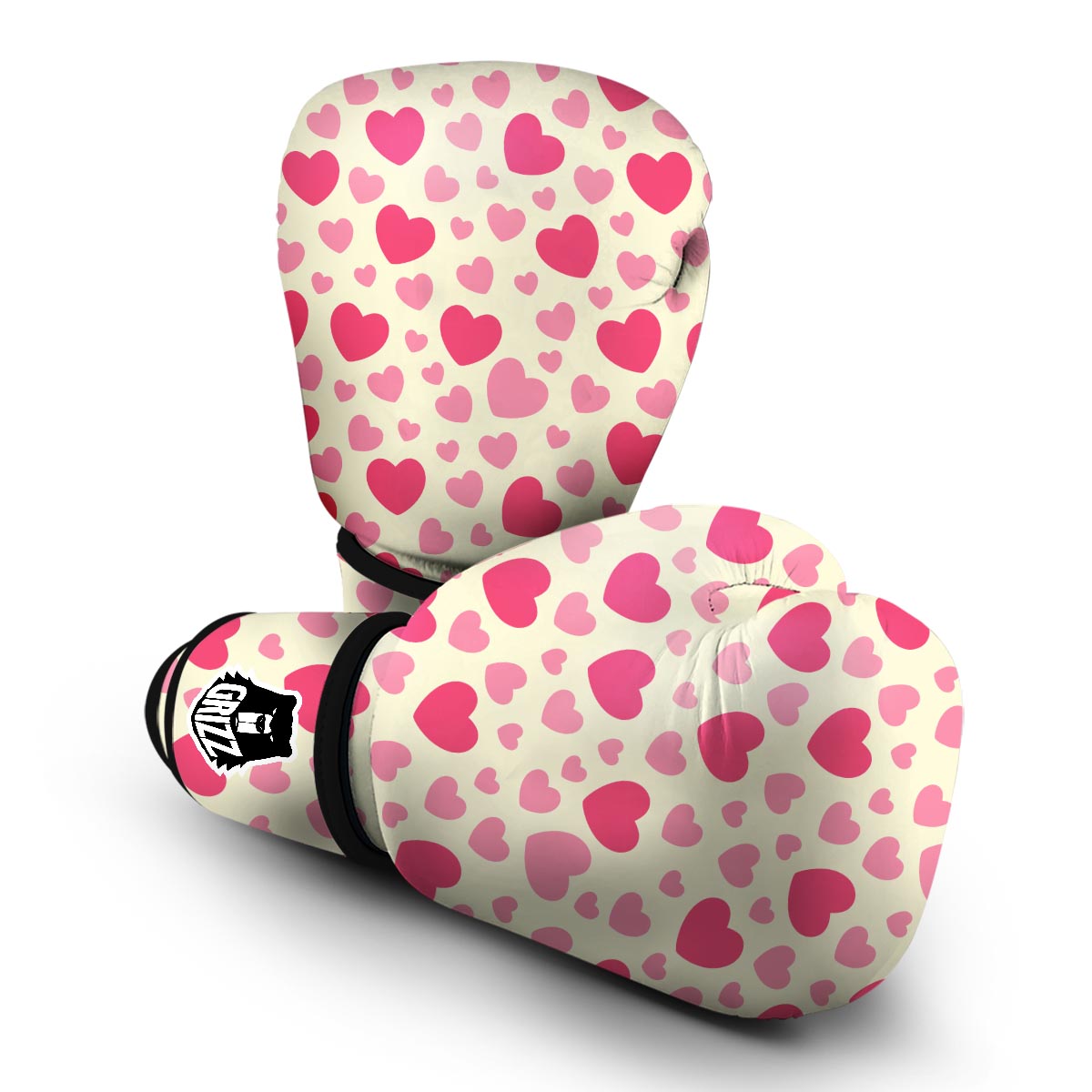 Heart Print Pattern Boxing Gloves-grizzshop