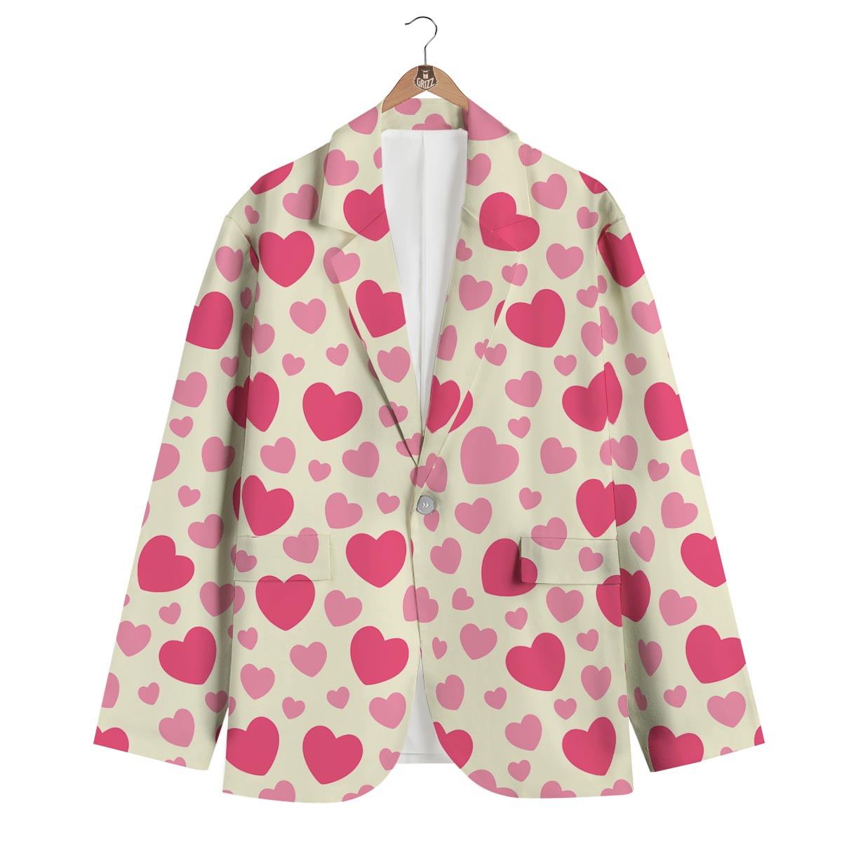 Heart Print Pattern Men's Blazer-grizzshop