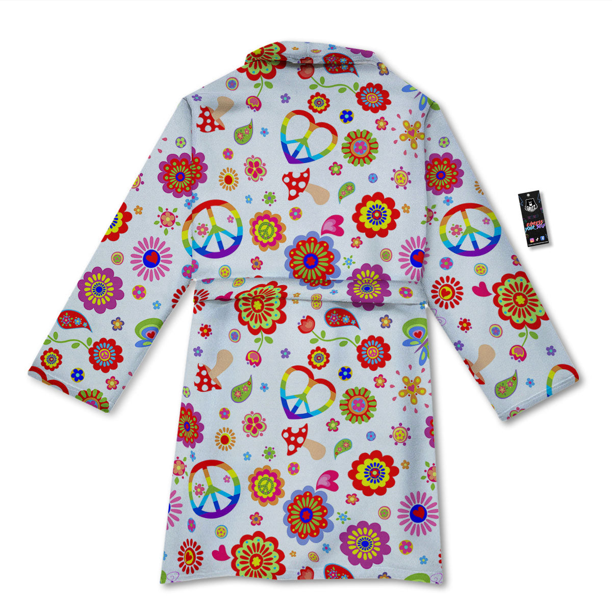 Heart Psychedelic Peace Sign Print Pattern Bathrobe-grizzshop