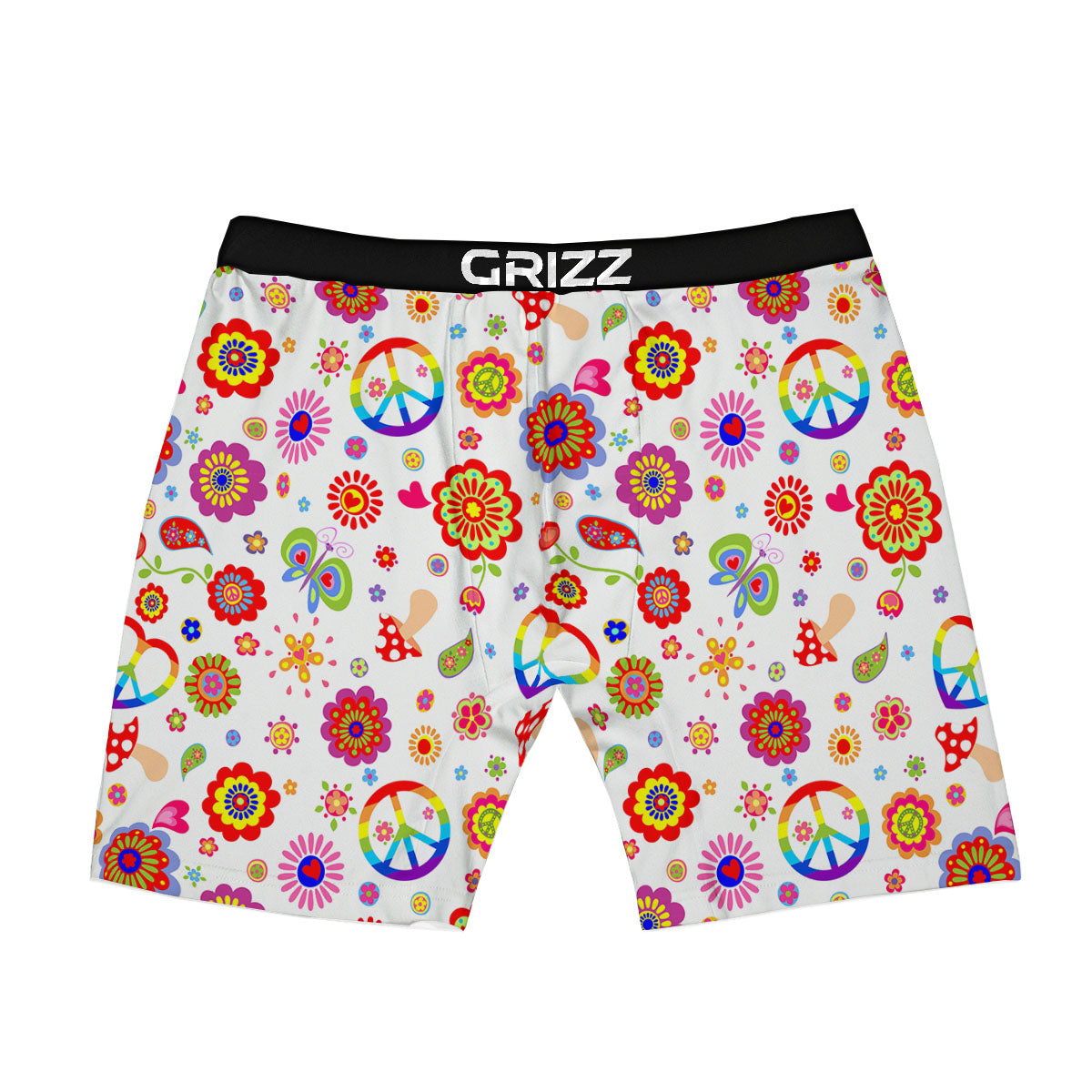 Heart Psychedelic Peace Sign Print Pattern Boxer Briefs-grizzshop