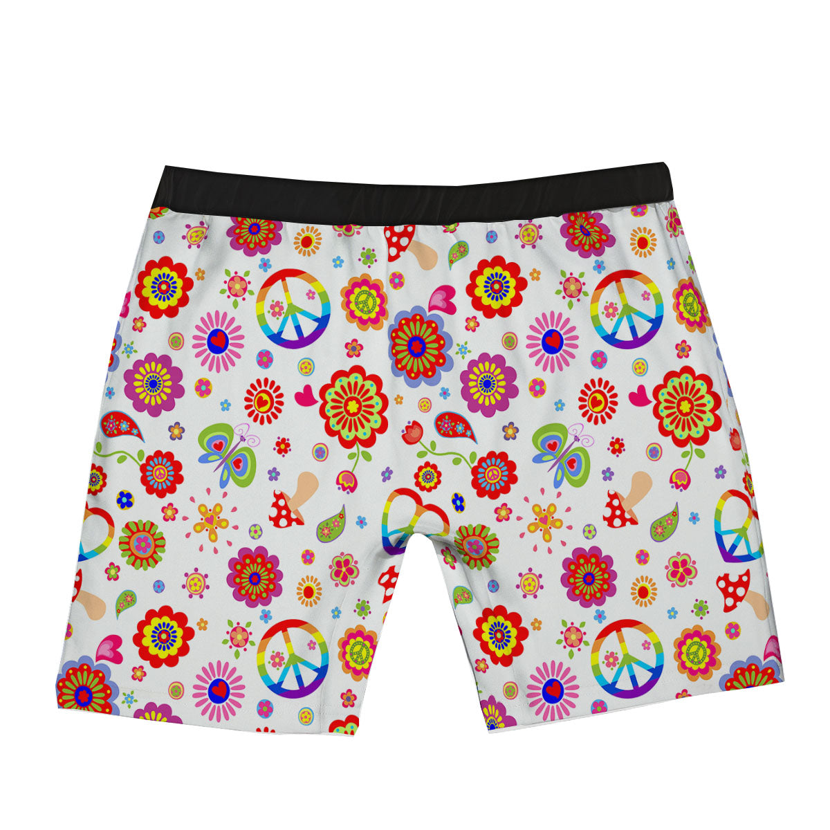 Heart Psychedelic Peace Sign Print Pattern Boxer Briefs-grizzshop
