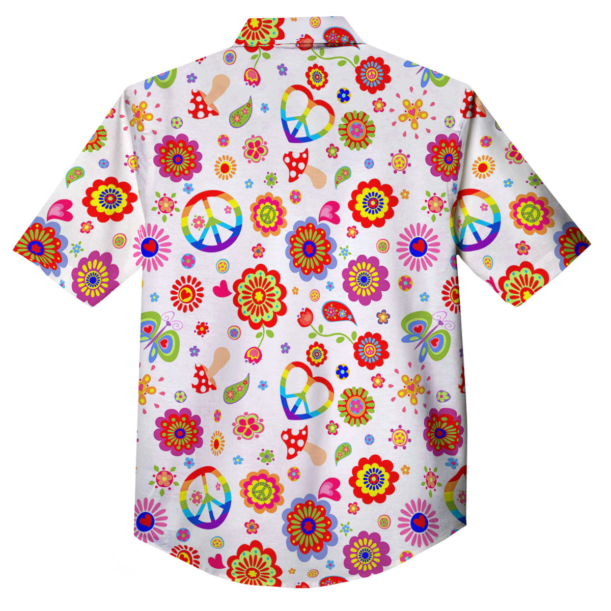 Heart Psychedelic Peace Sign Print Pattern Button Up Shirt-grizzshop