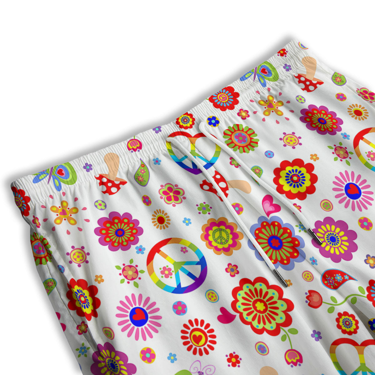 Heart Psychedelic Peace Sign Print Pattern Men's Athletic Shorts