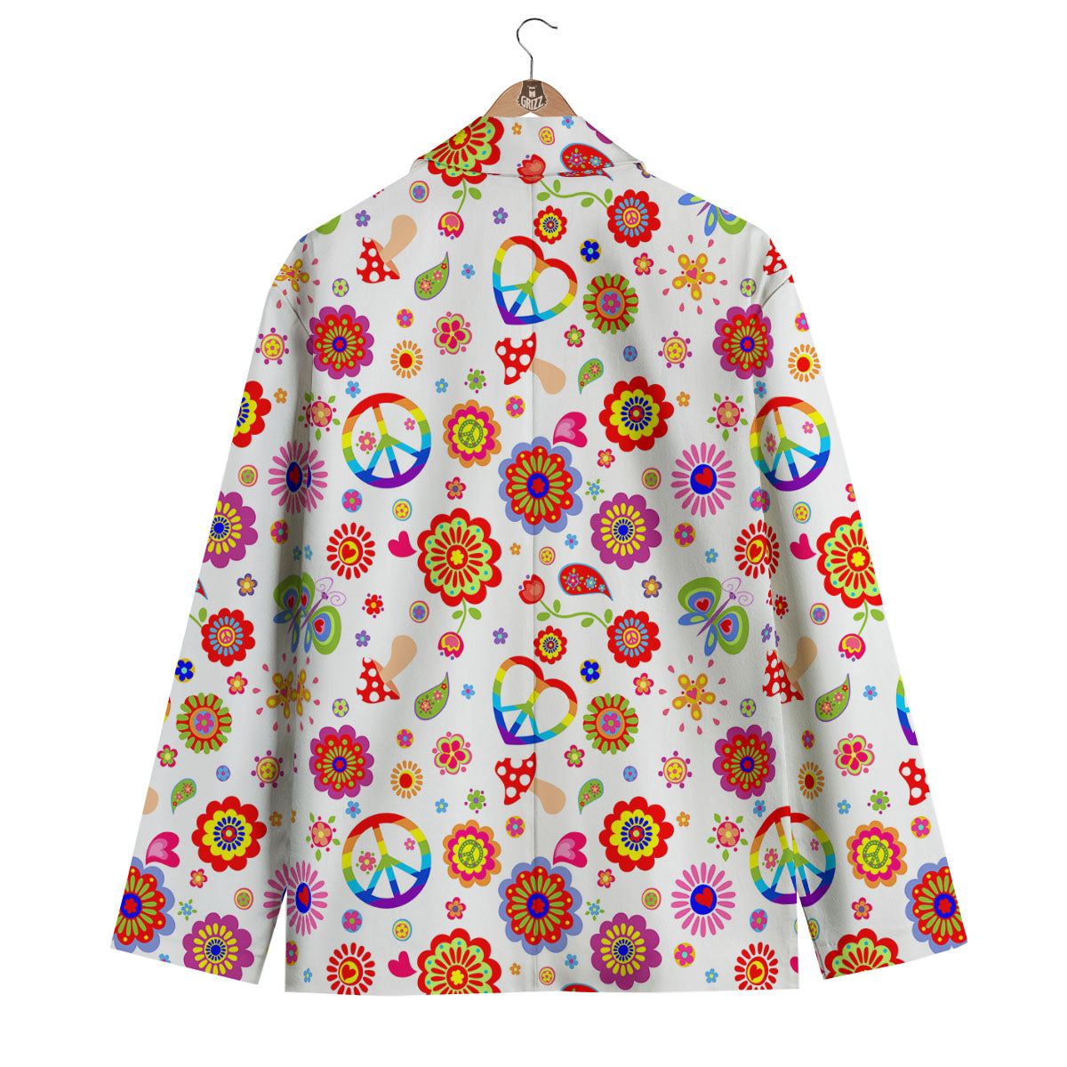 Heart Psychedelic Peace Sign Print Pattern Men's Blazer-grizzshop