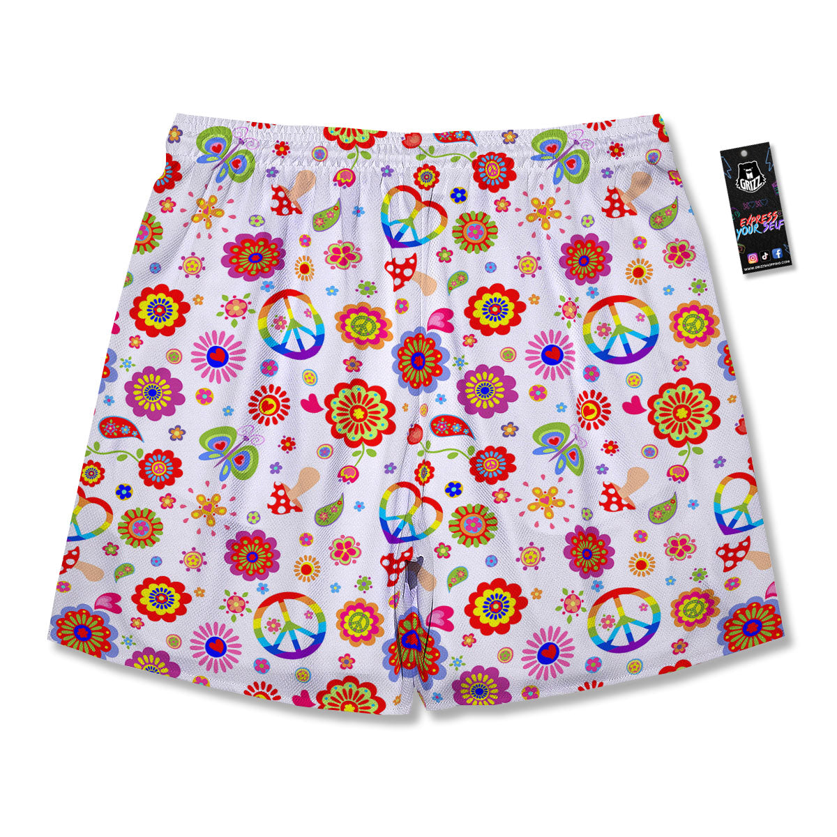 Heart Psychedelic Peace Sign Print Pattern Men's Running Shorts-grizzshop