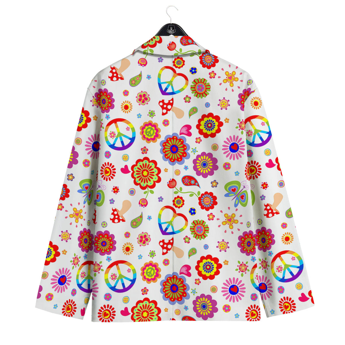 Heart Psychedelic Peace Sign Print Pattern Men's Sport Coat-grizzshop