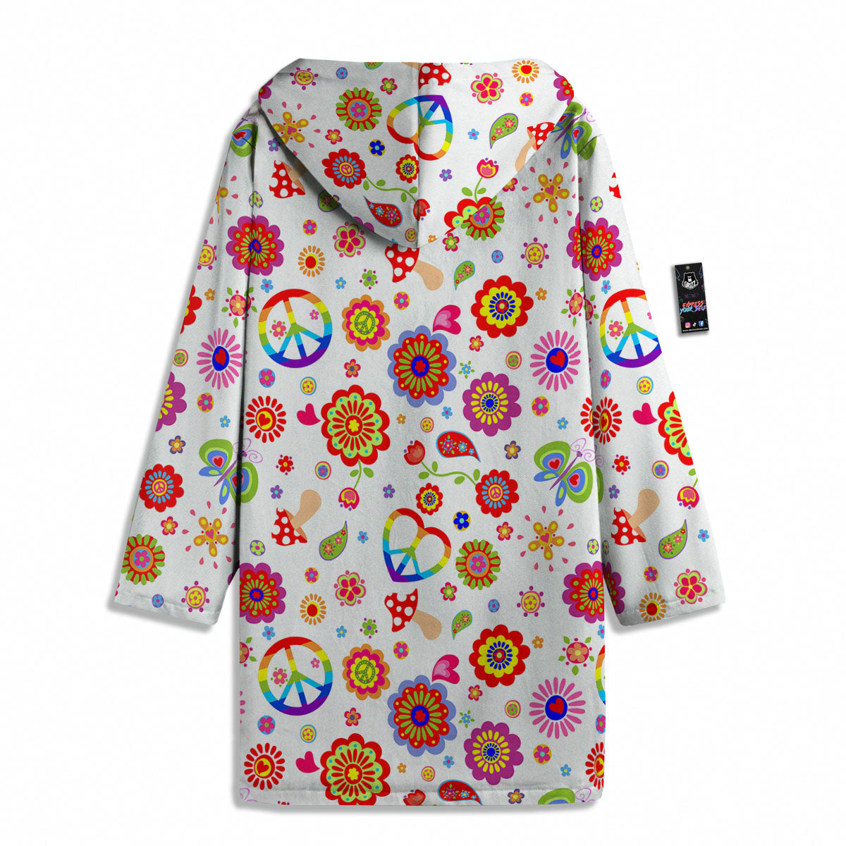 Heart Psychedelic Peace Sign Print Pattern Men's Windbreaker Jacket-grizzshop