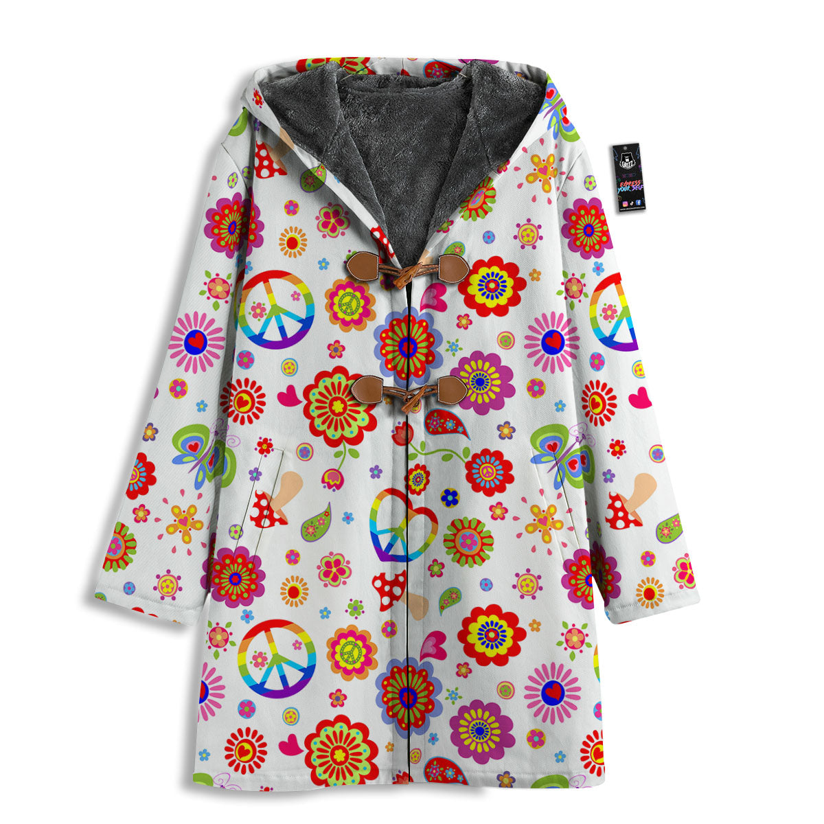 Heart Psychedelic Peace Sign Print Pattern Men's Windbreaker Jacket-grizzshop
