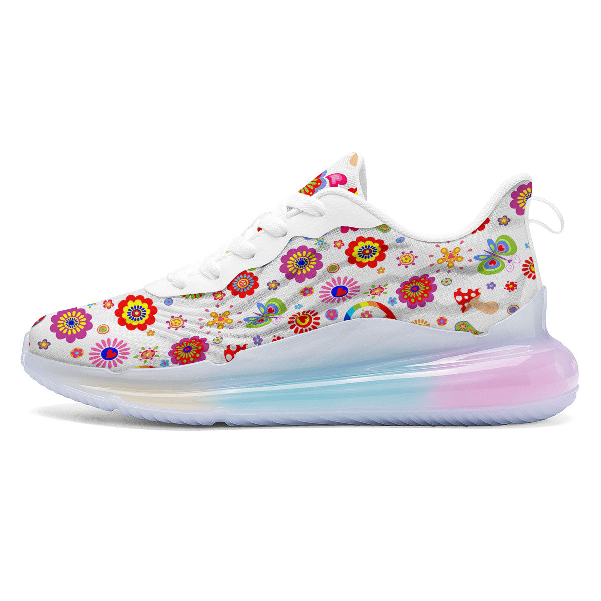Heart Psychedelic Peace Sign Print Pattern Running Sneakers-grizzshop