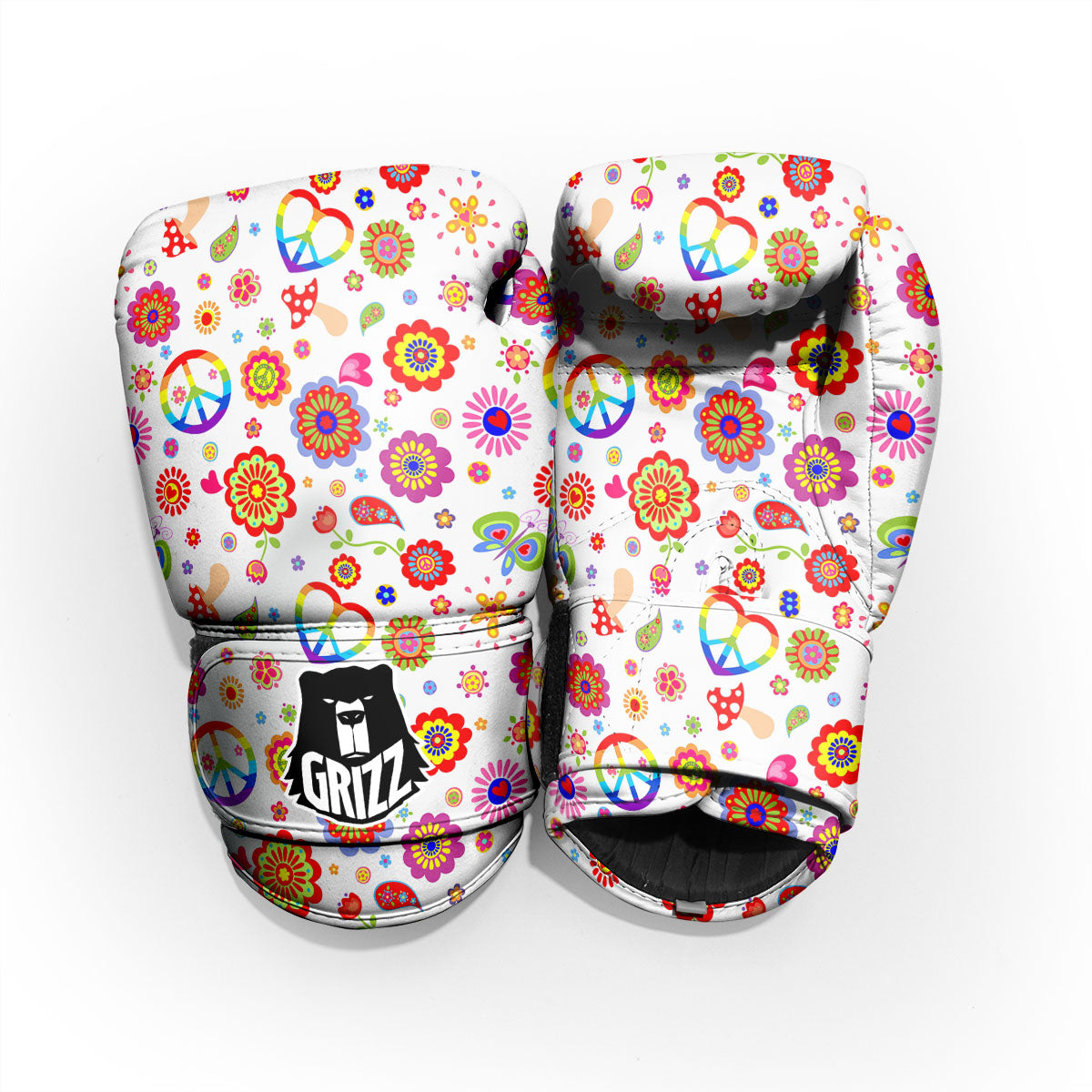 Heart Psychedelic Peace Sign Print Pattern Pro Boxing Glove
