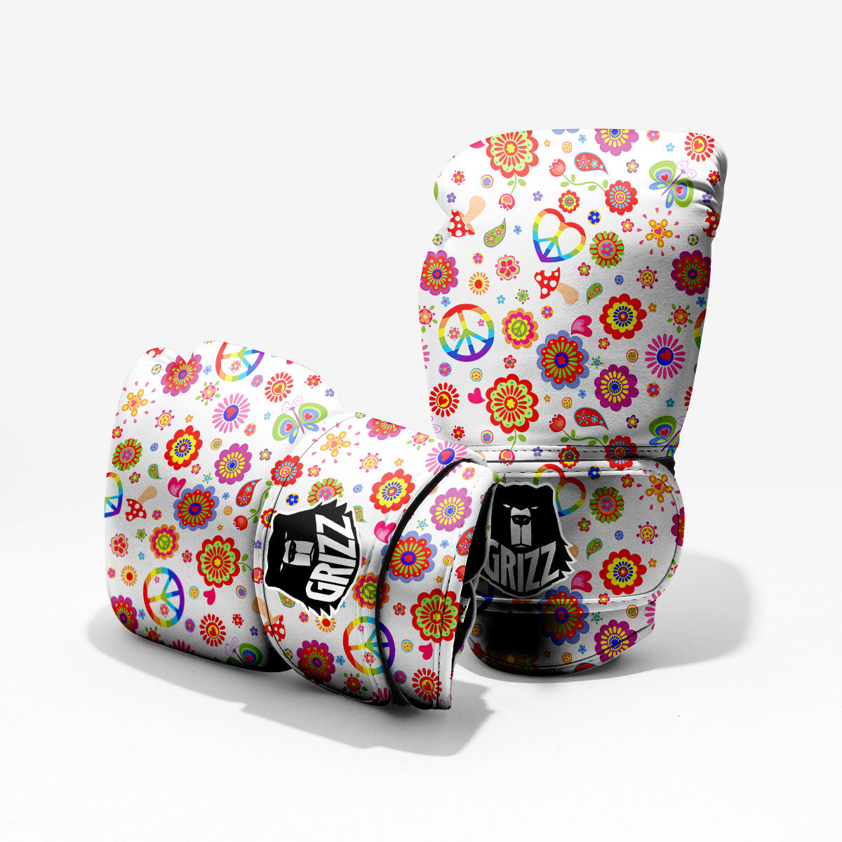 Heart Psychedelic Peace Sign Print Pattern Pro Boxing Glove