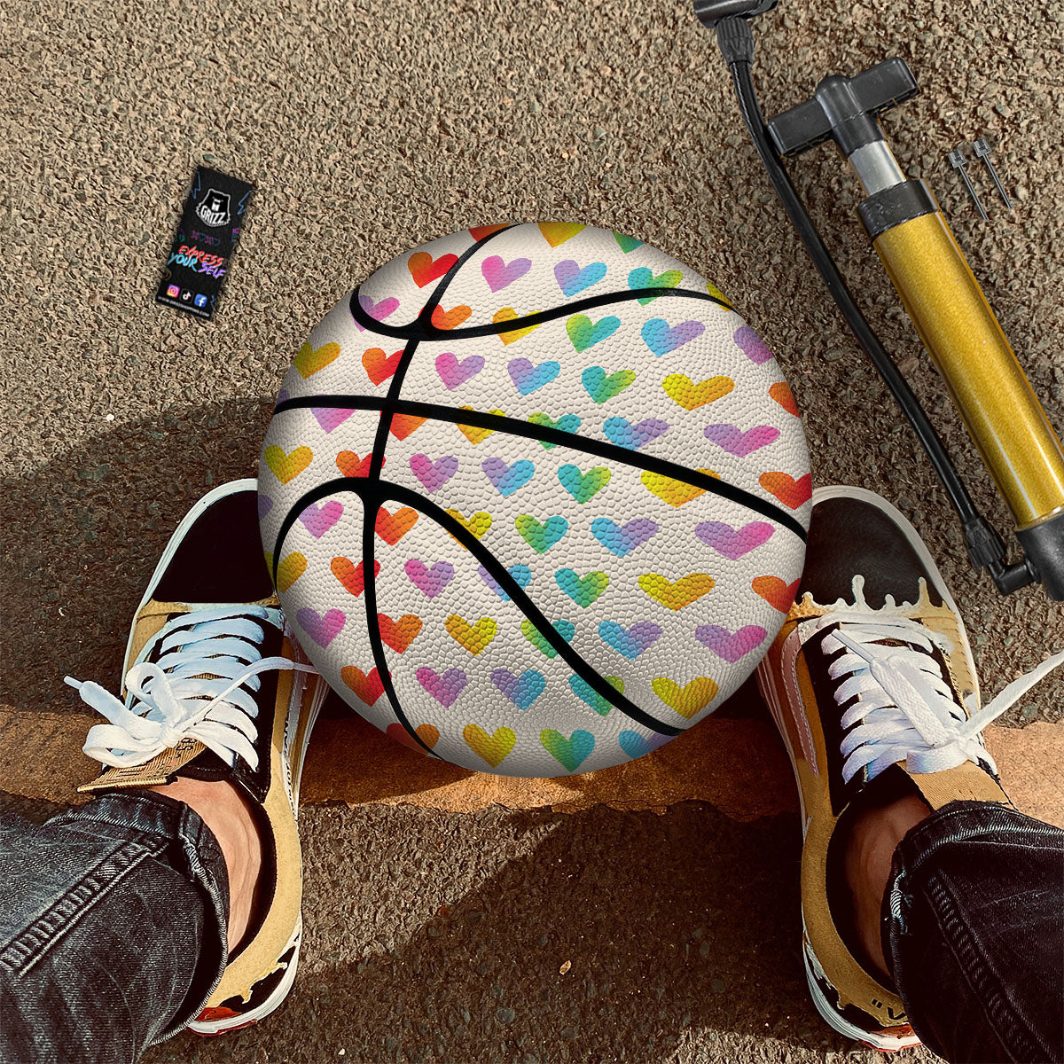 Heart Rainbow Print Pattern Basketball-grizzshop