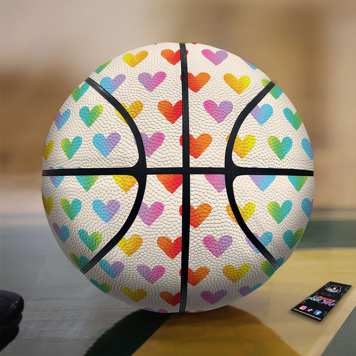 Heart Rainbow Print Pattern Basketball-grizzshop