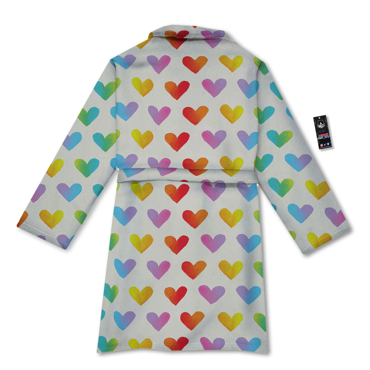 Heart Rainbow Print Pattern Bathrobe-grizzshop