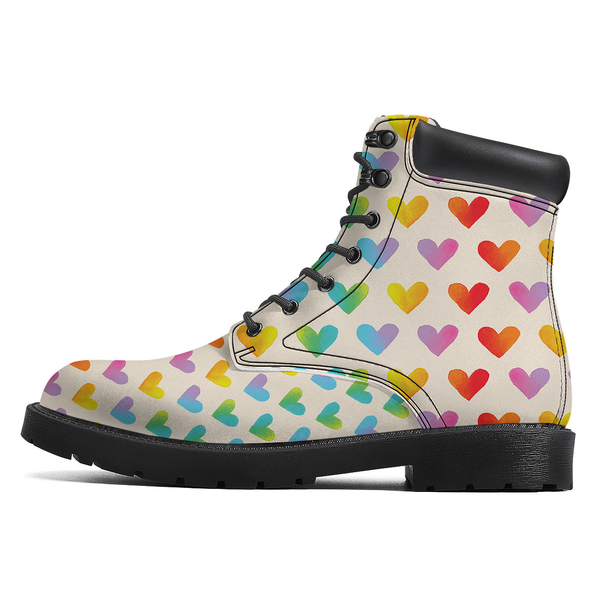 Heart Rainbow Print Pattern Boots-grizzshop