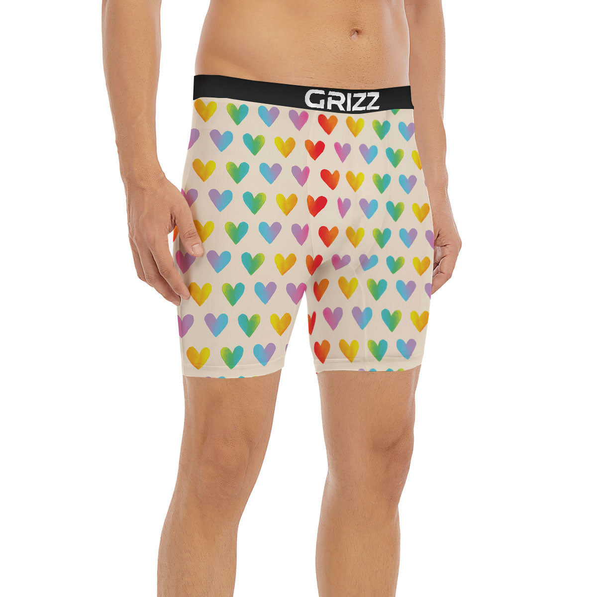 Heart Rainbow Print Pattern Boxer Briefs-grizzshop