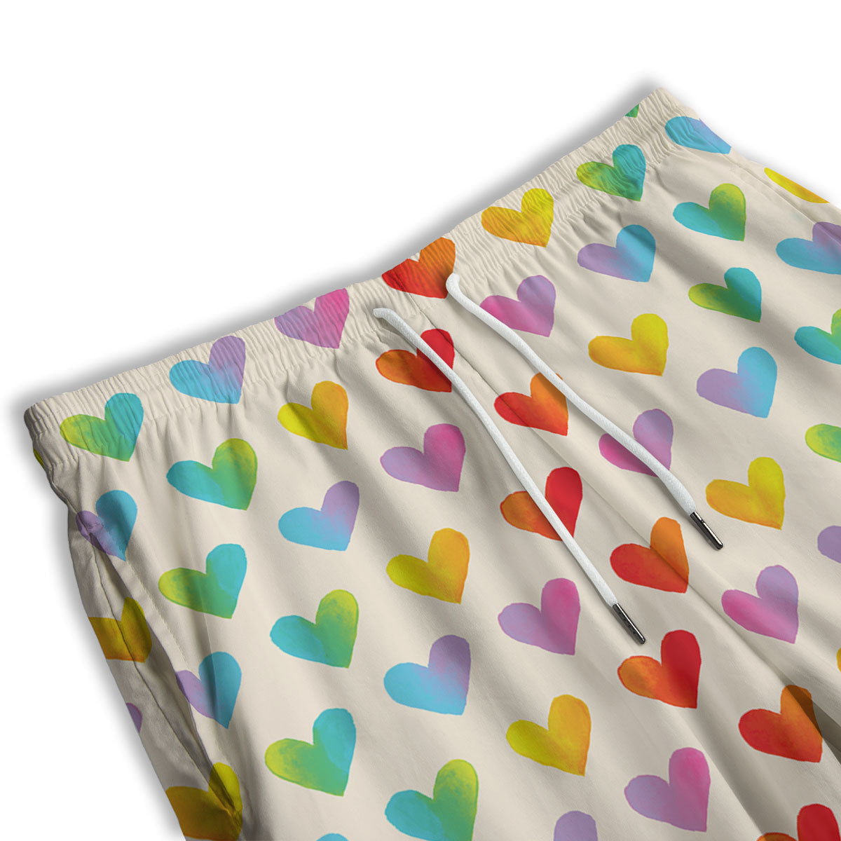 Heart Rainbow Print Pattern Men's Athletic Shorts