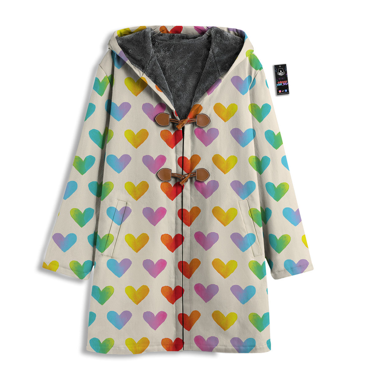 Heart Rainbow Print Pattern Men's Windbreaker Jacket-grizzshop