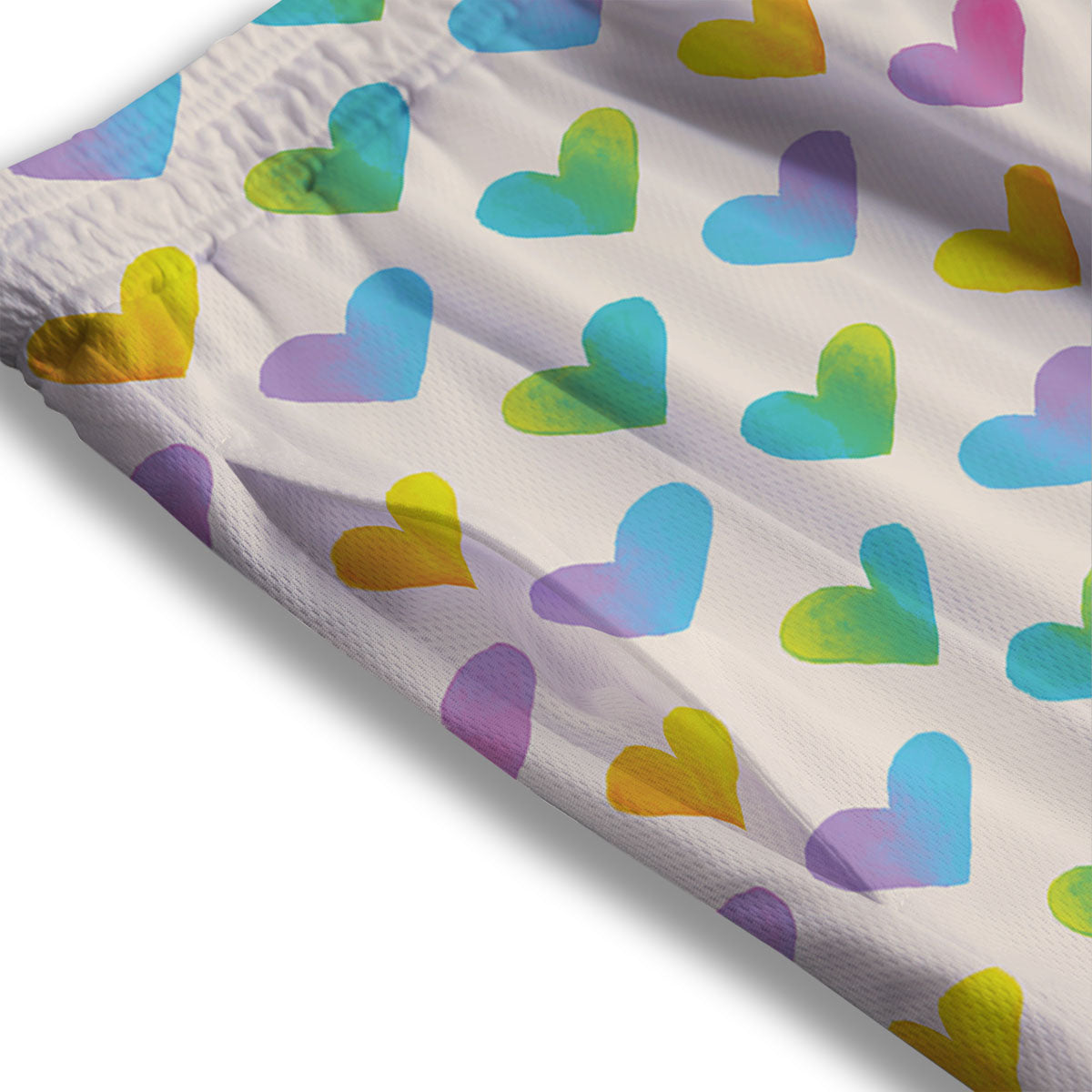 Heart Rainbow Print Pattern Mesh Shorts