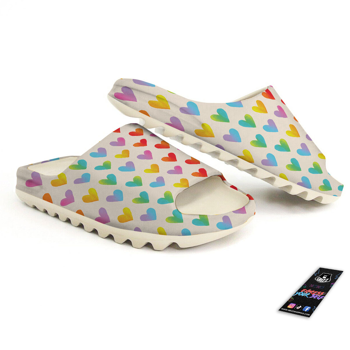 Heart Rainbow Print Pattern Sandals-grizzshop