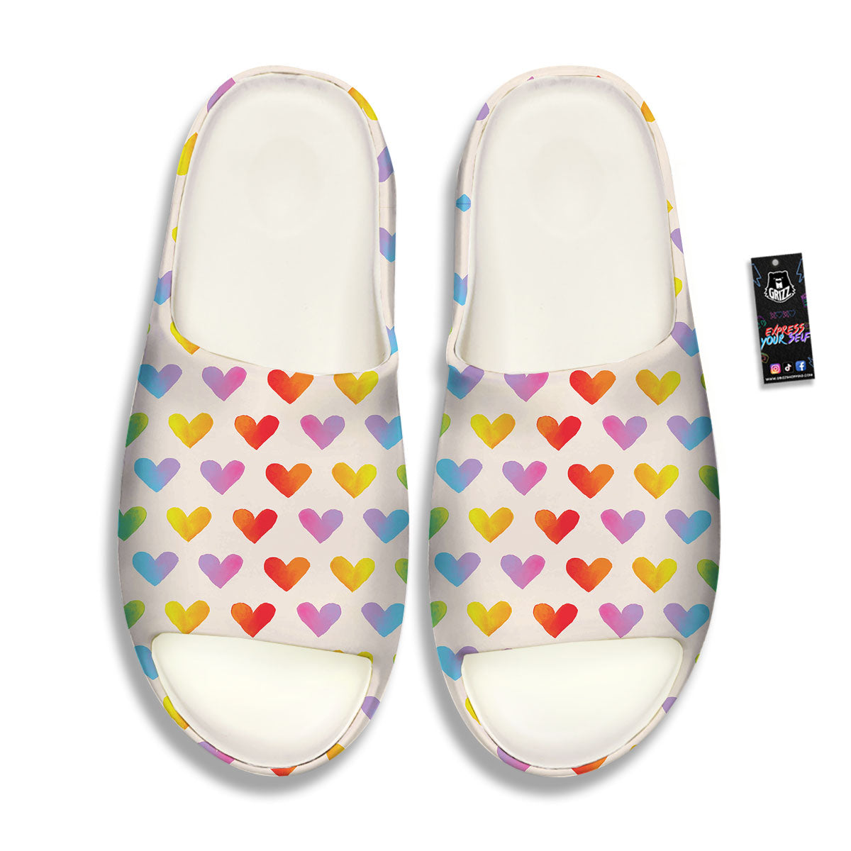Heart Rainbow Print Pattern Sandals-grizzshop