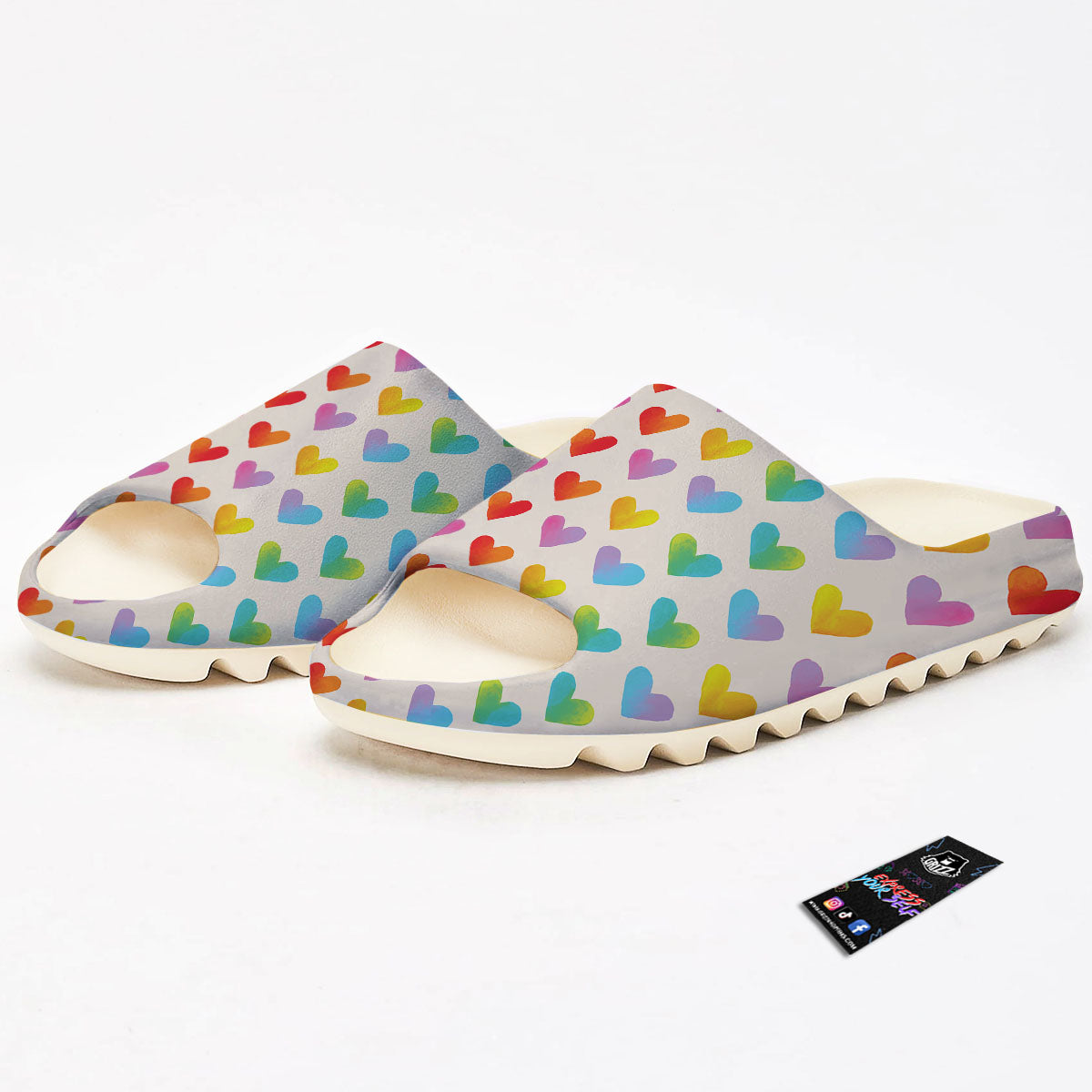 Heart Rainbow Print Pattern Sandals-grizzshop
