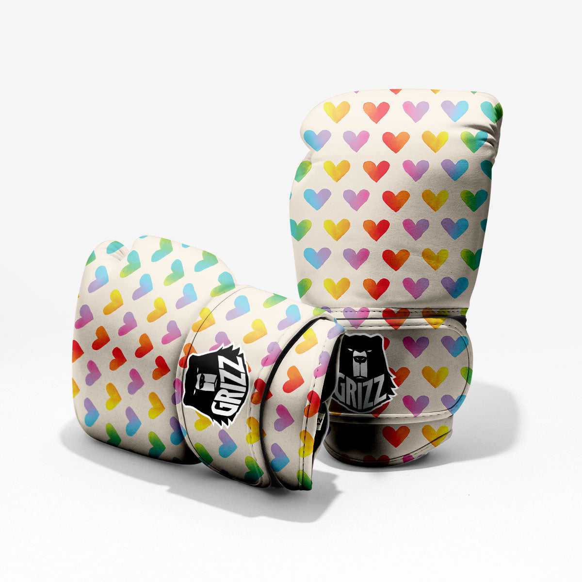 Heart Rainbow Print Pattern Pro Boxing Glove