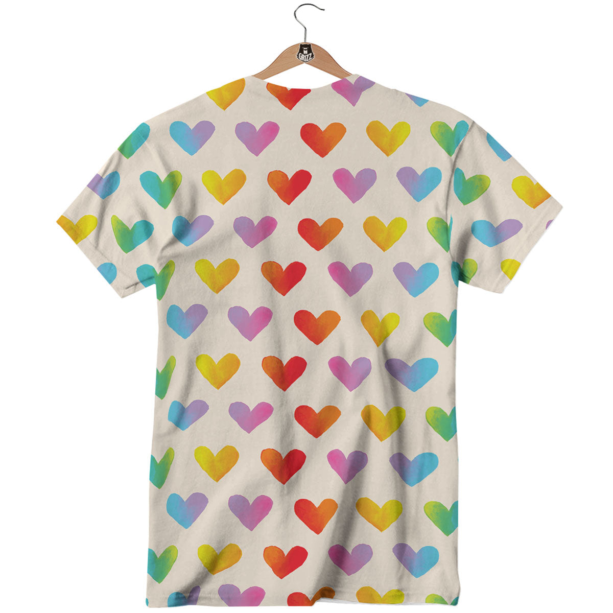 Heart Rainbow Print Pattern T-Shirt-grizzshop