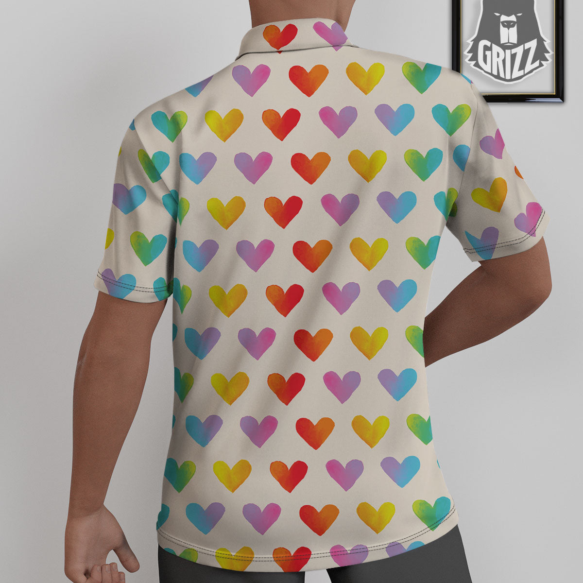 Heart Rainbow Print Pattern Untucked Shirts-grizzshop