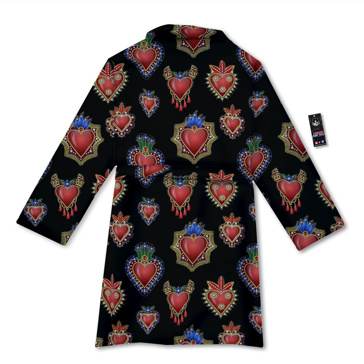 Heart Sacred Print Pattern Bathrobe-grizzshop