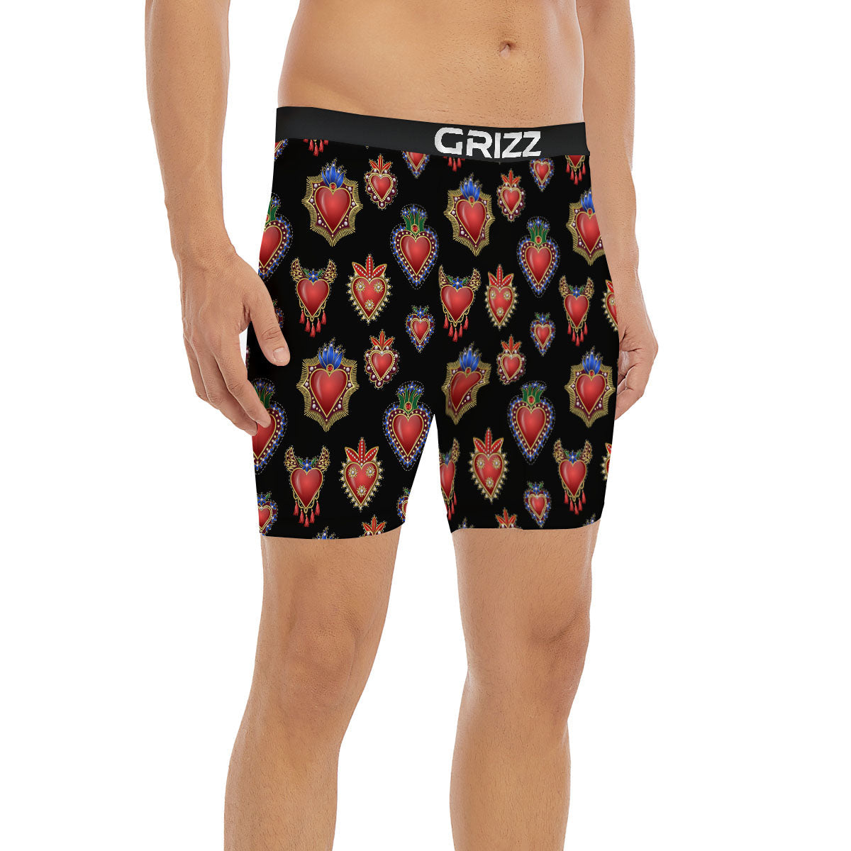 Heart Sacred Print Pattern Boxer Briefs-grizzshop