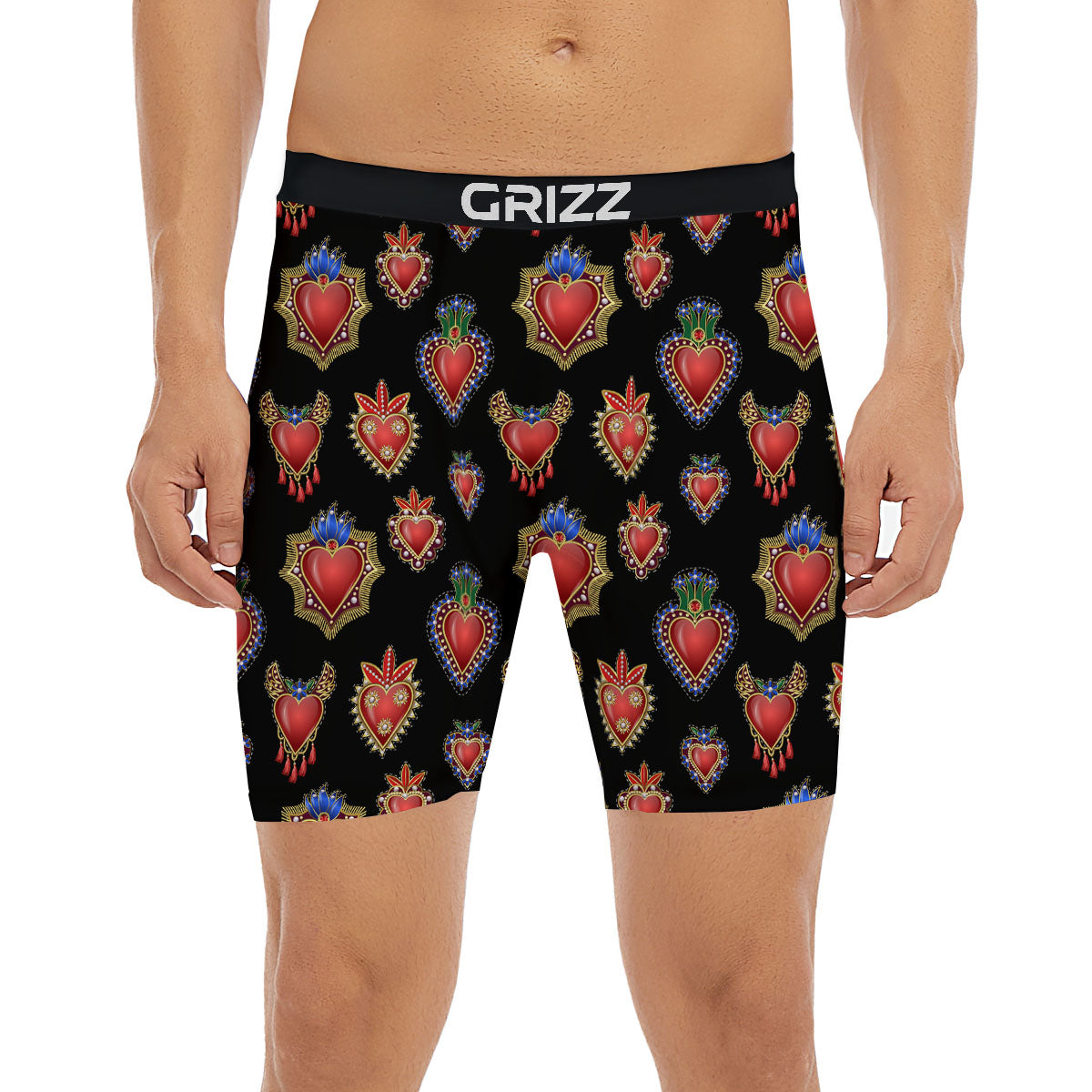Heart Sacred Print Pattern Boxer Briefs-grizzshop