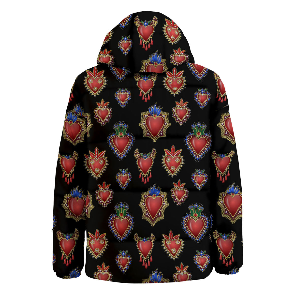 Heart Sacred Print Pattern Down Jacket-grizzshop