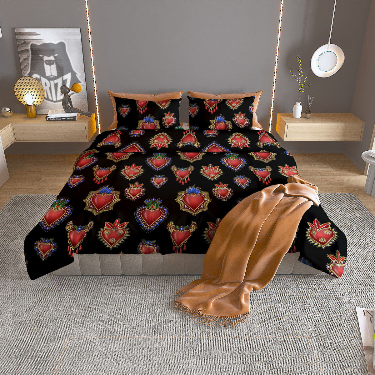 Hawaiian Flower And Tropical Leaf Print Pattern Duvet Cover Bedding Set