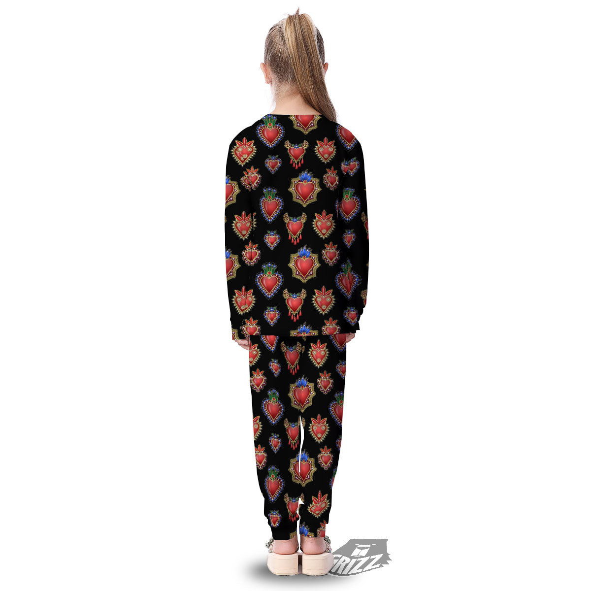 Heart Sacred Print Pattern Kid's Pajamas-grizzshop