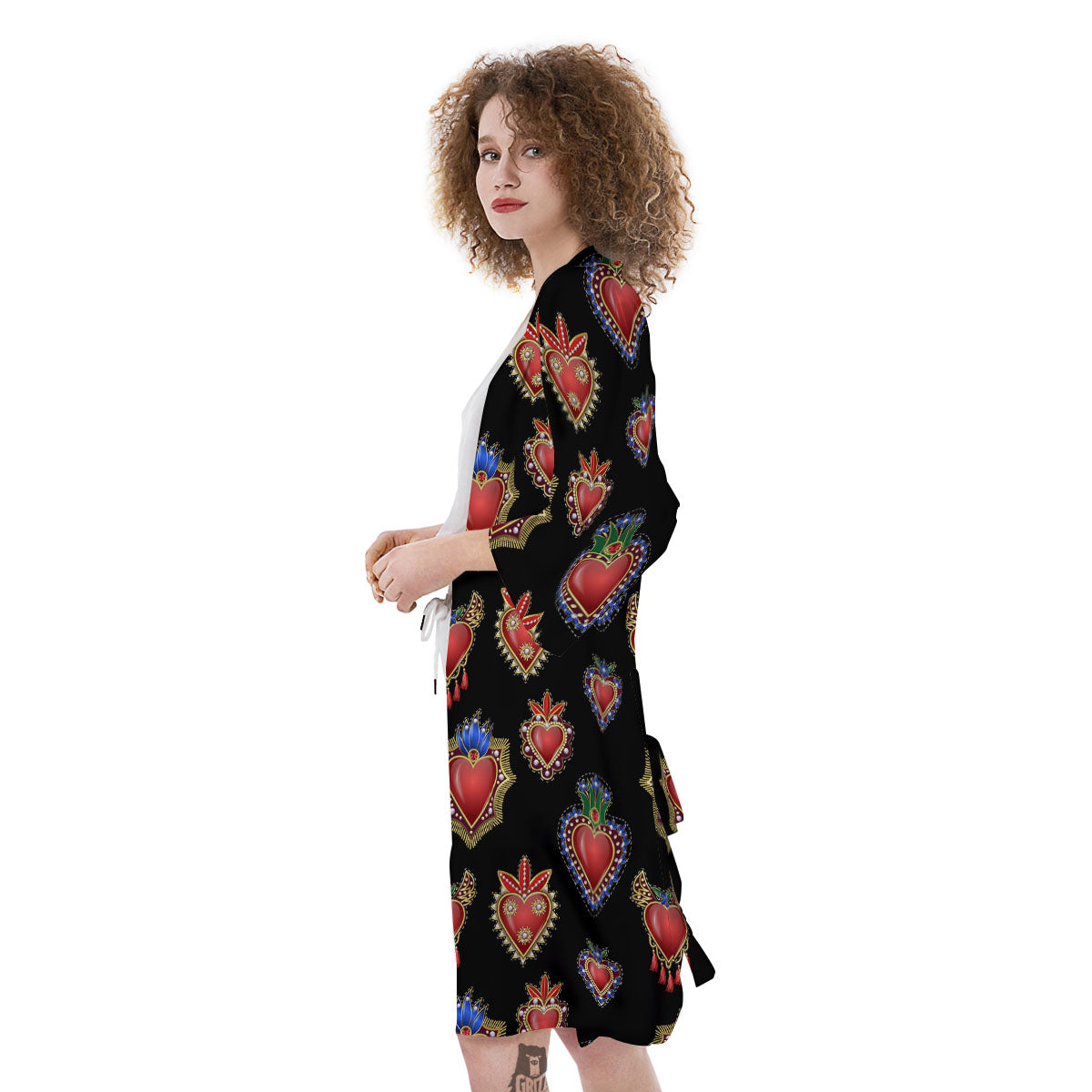 Heart Sacred Print Pattern Kimono-grizzshop