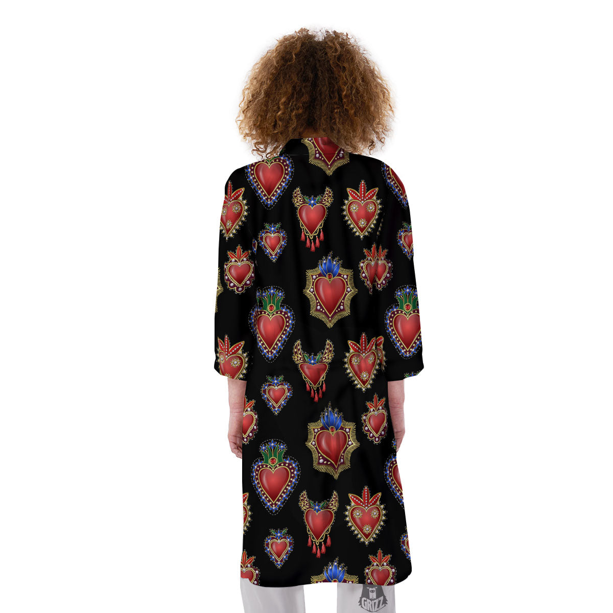 Heart Sacred Print Pattern Kimono-grizzshop