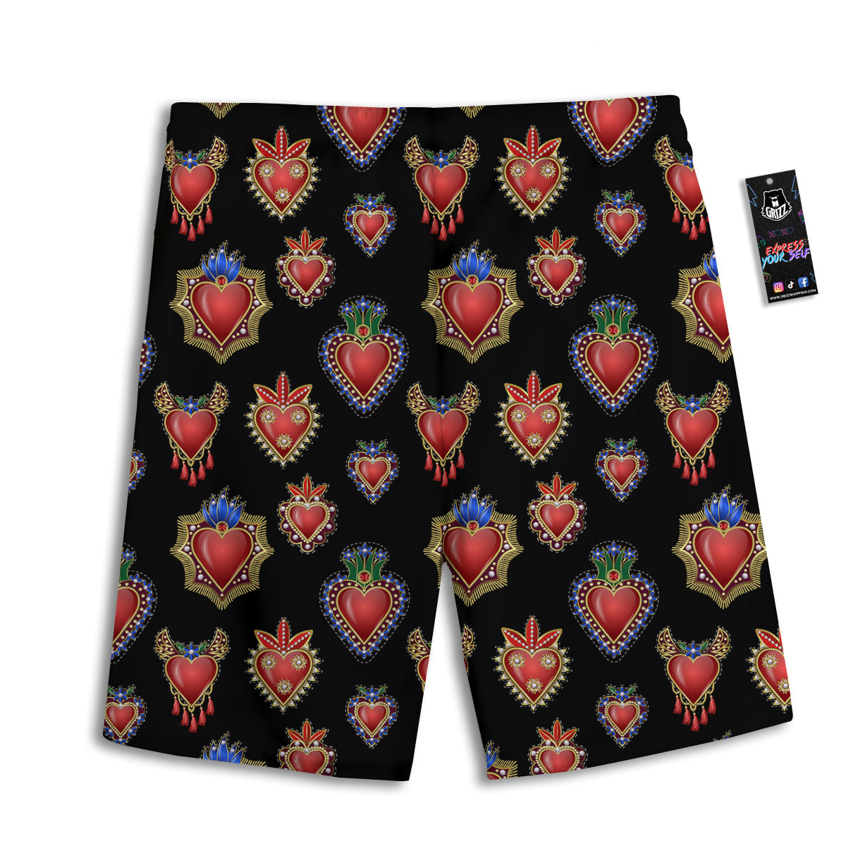 Heart Sacred Print Pattern Men's Athletic Shorts