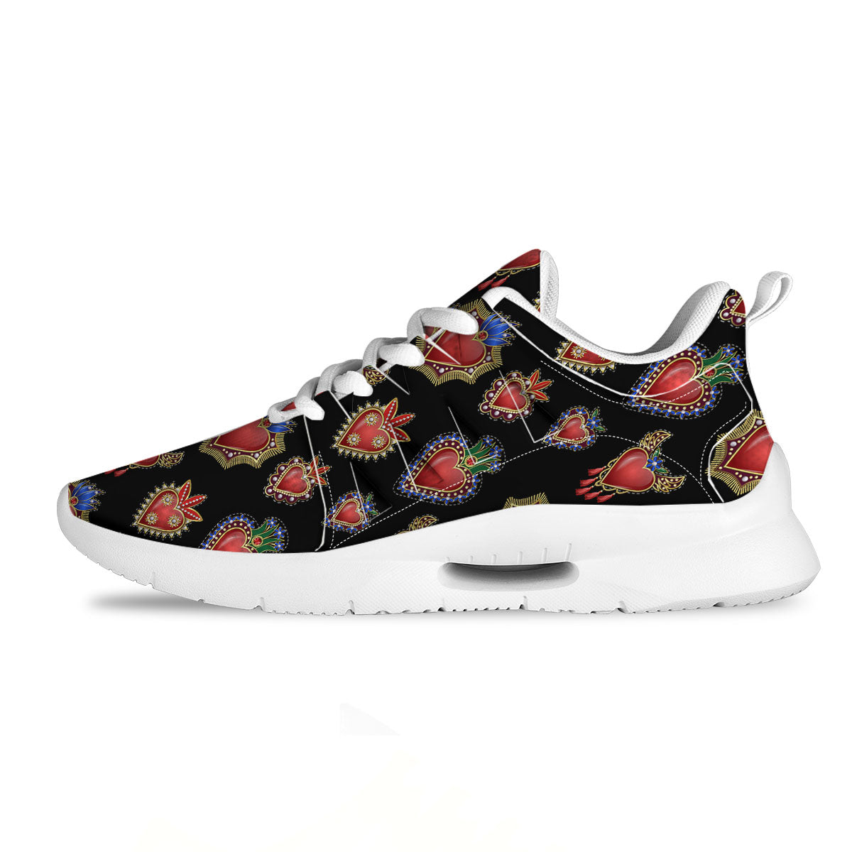 Heart Sacred Print Pattern Tennis Shoes-grizzshop