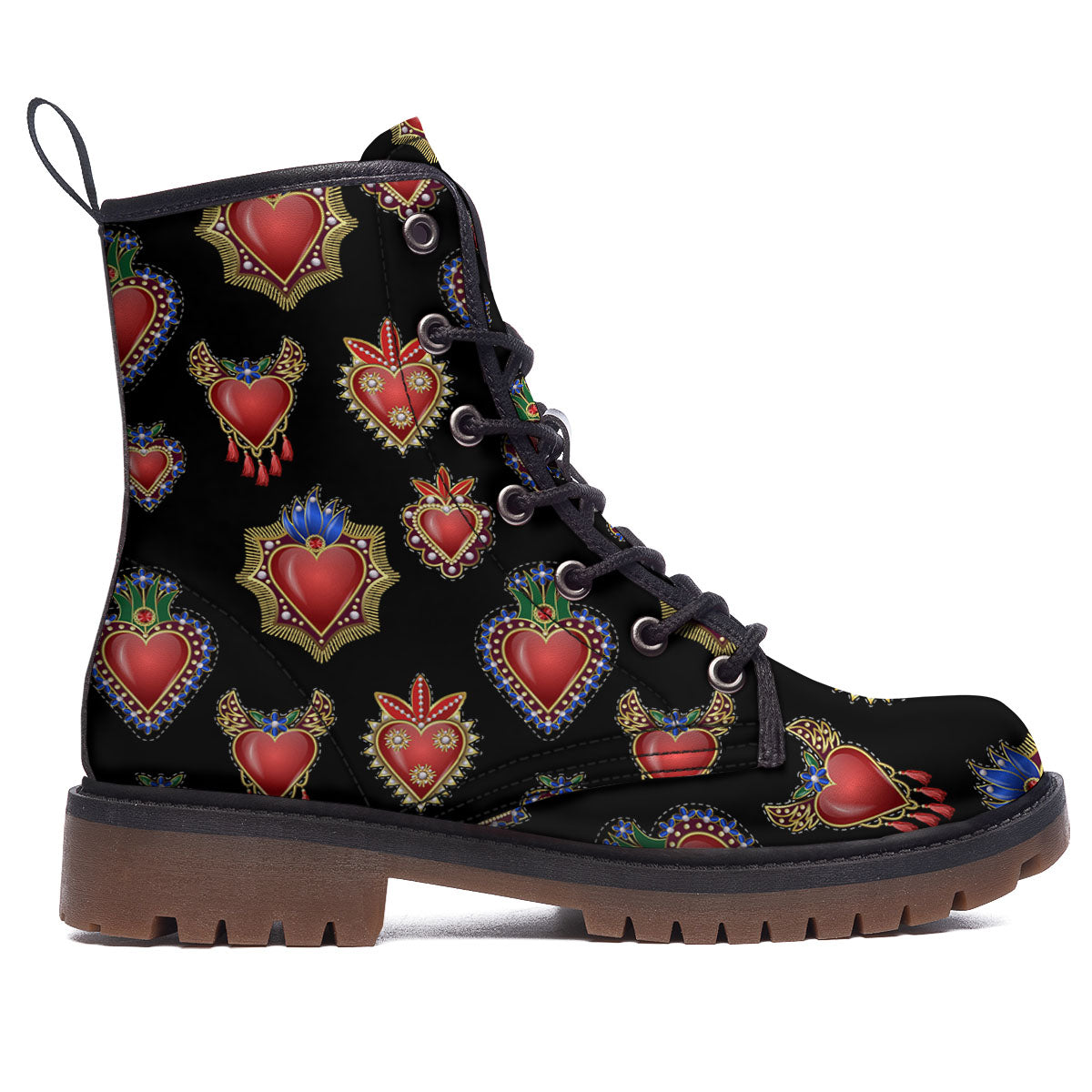 Heart Sacred Print Pattern Work Boots-grizzshop