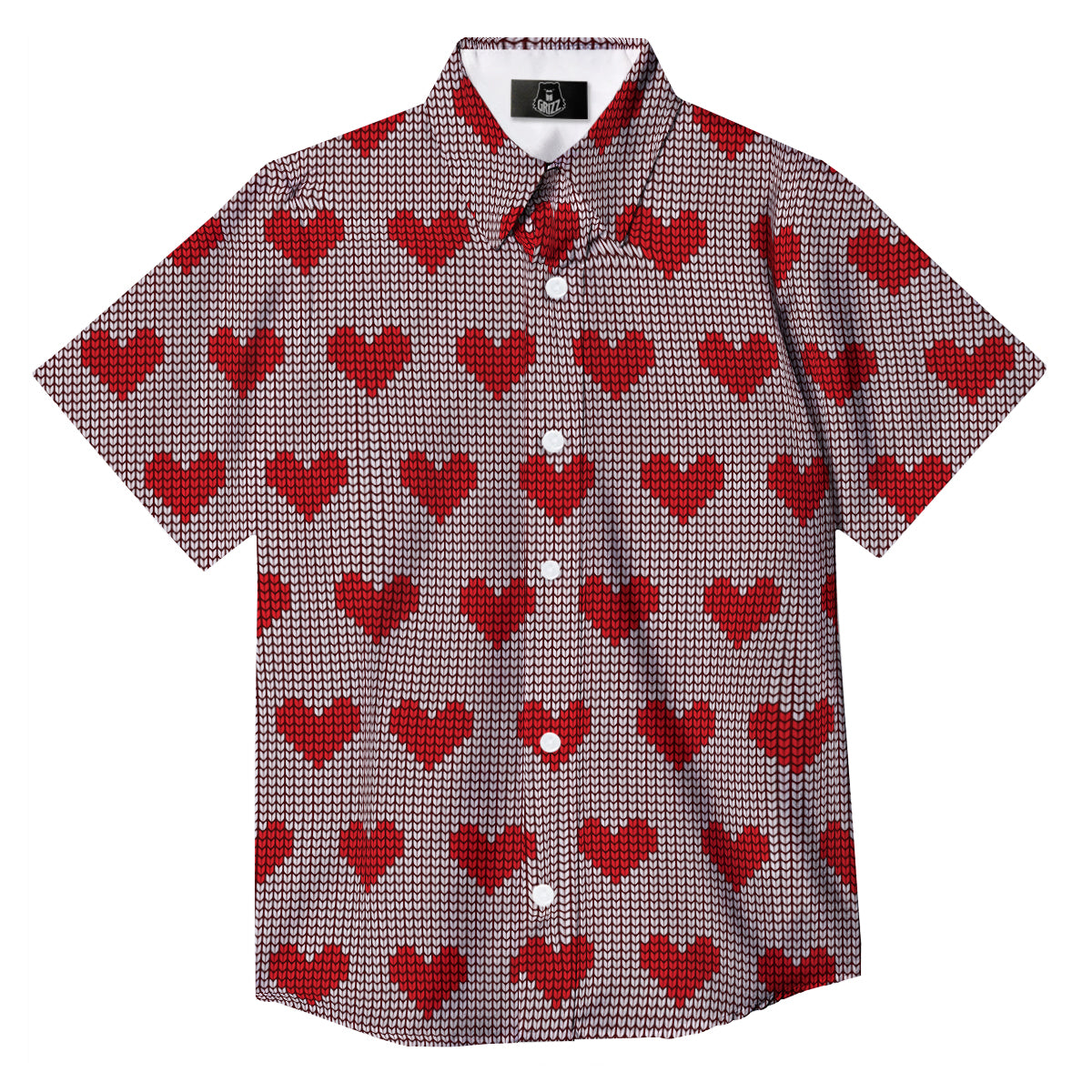 Heart Valentine's Day Print Pattern Button Up Shirt-grizzshop