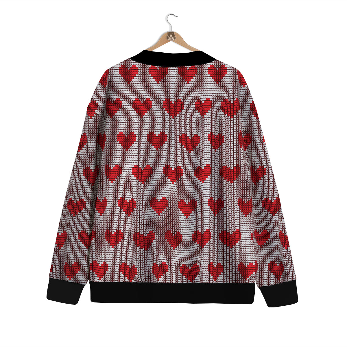 Heart Valentine's Day Print Pattern Cardigan-grizzshop