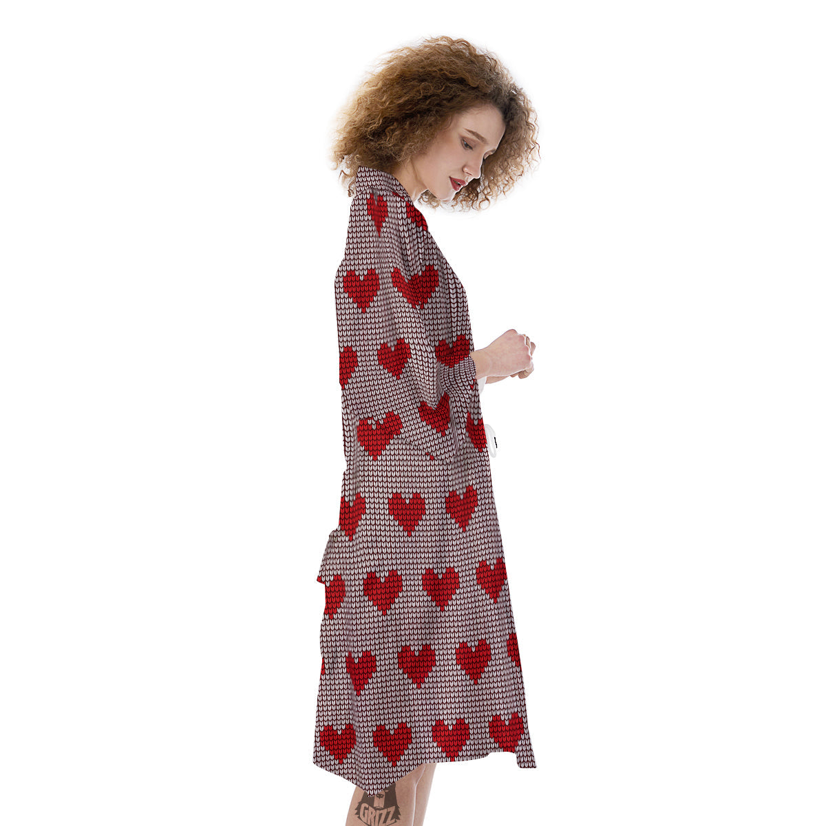 Heart Valentine's Day Print Pattern Kimono-grizzshop