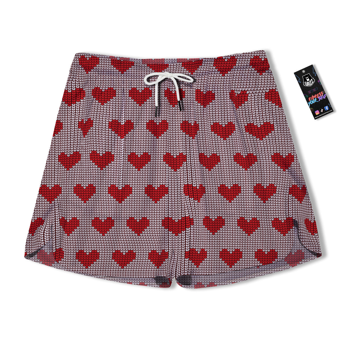 Heart Valentine's Day Print Pattern Men's Running Shorts-grizzshop