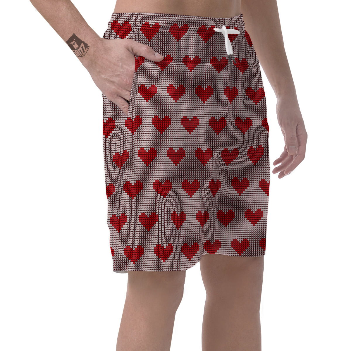 Heart Valentine's Day Print Pattern Men's Shorts-grizzshop